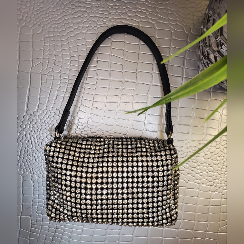 Urban Expressions Ginger Evening Rhinestone Mini Bag Silver Black - Picture 12 of 16